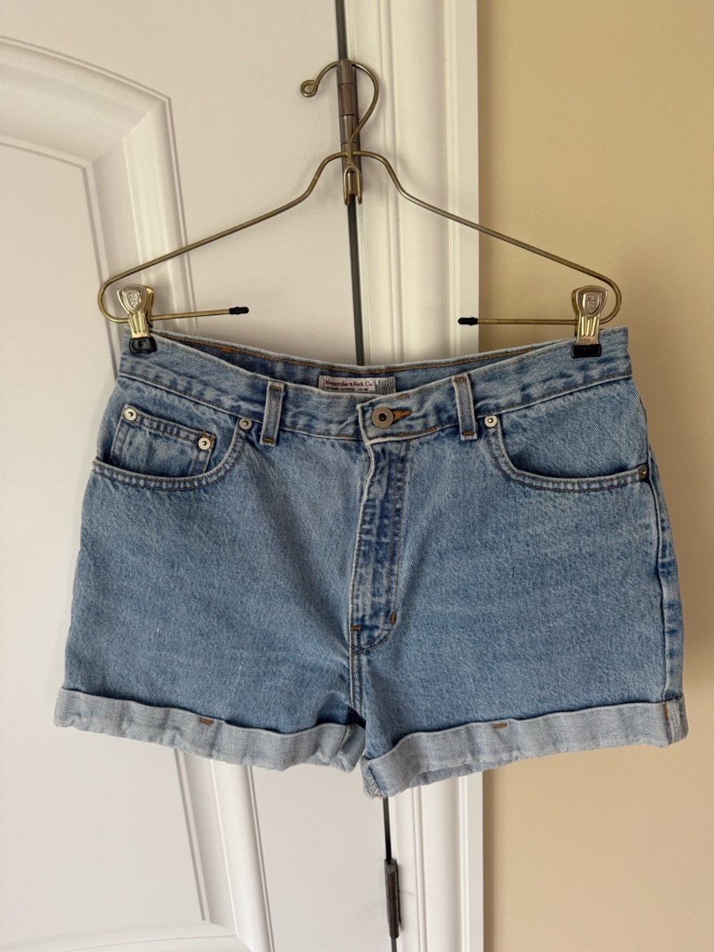 Vintage Abercrombie and Fitch Light Blue Denim Women's Shorts